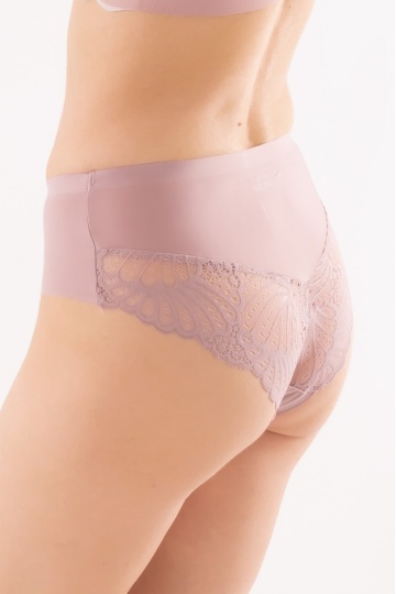 Chiloti brazilieni Maya fara cusaturi la tiv, microfibra si dantela , Roze Nude - Img 4
