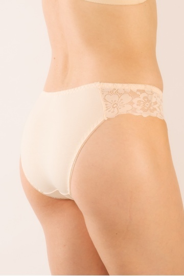 Chiloti femei GLORIA, chilot clasic din bumbac, dantela pe sold, Cream - Img 3