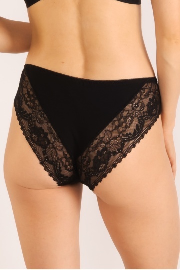 Chiloti femei Luna din bumbac si dantela, Negru ( S - XXL ) - Img 4