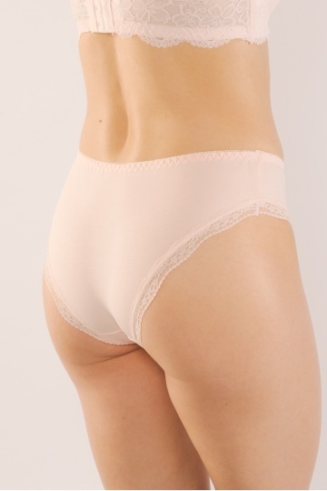 Chiloti femei MILANO, panty clasic din bumbac, bordura de dantela, Roz Pudra - Img 5
