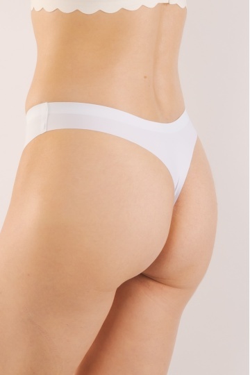Chiloti laser cut Marigold, Tanga fara cusaturi la tiv, microfibra, Alb - Img 3