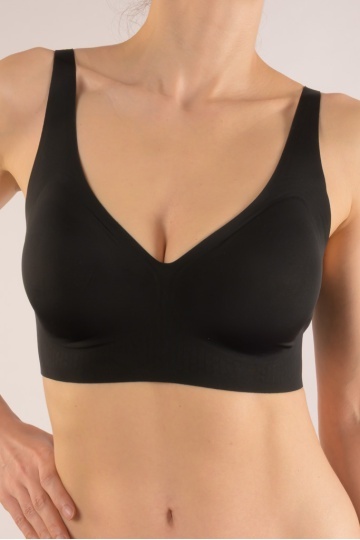Sutien Ariana tip bustiera soft confort fara armatura, cupe moi, din microfibra Negru - Img 3