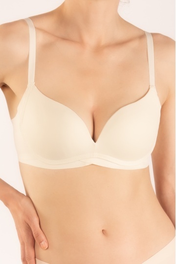Sutien Astrid, cupe A, fara armatura, cupe graduale buretate, Ivory Cream