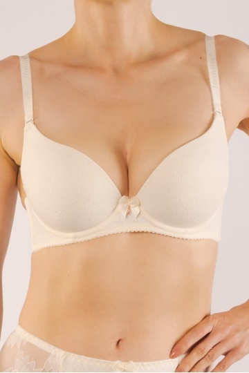 Sutien cupa preformata subtire Vera, imbracat in microfibra, cupe B, C, D, Crem - Img 3
