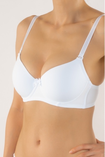 Sutien cupa subtire preformata microfibra, Bella , Alb, cupe B, C, D - Img 2