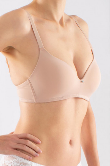 Sutien Eliza fara armatura, cupe burete moale, Nude Cappuccino, cupe B, C si D - Img 2
