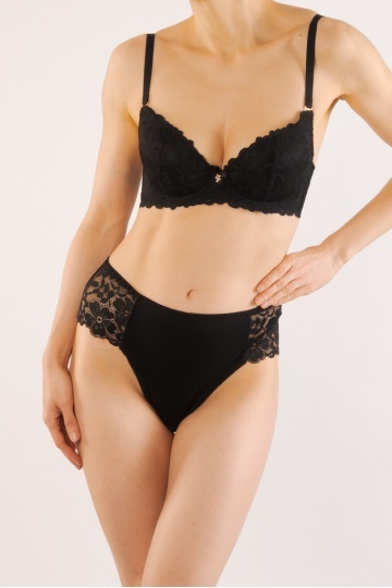 Sutien Leila cupa preformata, imbracata cu dantela ,cupa B si C, Negru - Img 3