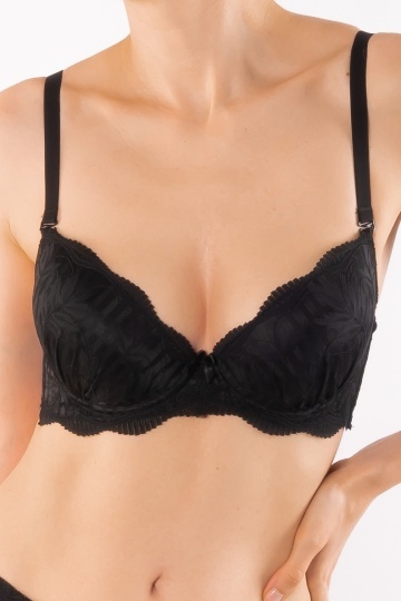 Sutien Malena push-up elegant, cupa preformata, Negru - Img 2