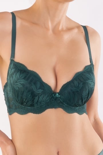 Sutien Malena push-up elegant, cupa preformata, Verde Smarald - Img 1