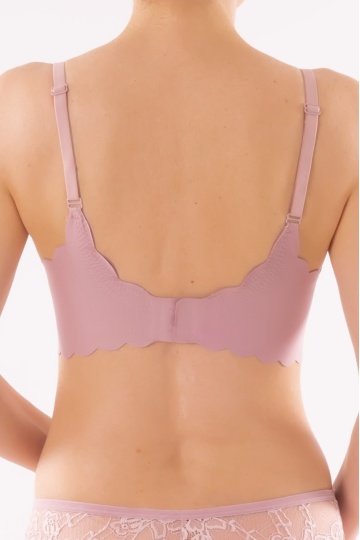 Sutien Piana tip bustiera soft confort fara armatura, cupe moi, din microfibra, Roze Nude - Img 3