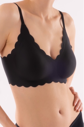 Sutien Piana tip bustiera soft confort fara armatura, cupe moi, din microfibra, Negru - Img 2