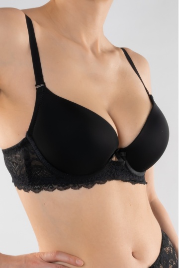 Sutien push-up elegant, cupa preformata Doris, Negru - Img 2