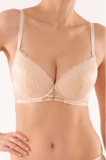 Sutien push-up elegant, cupa preformata Milana, Cream Beige - Img 5