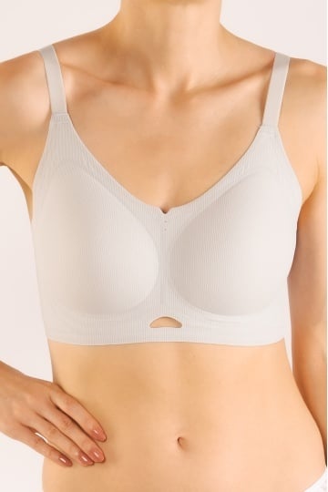Sutien soft-touch MARA tip bustiera cu bretea reglabila, fara armatura, cupe moi, din microfibra , Dove Grey