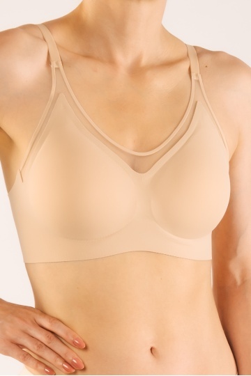 Sutien soft-touch Savana tip bustiera fara armatura, cupe buretate moi, din microfibra , BEJ - Img 4