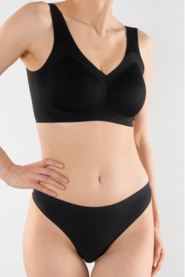 Sutien tip bustiera soft confort fara armatura, cupe moi, din microfibra Daiana, Negru - Img 4