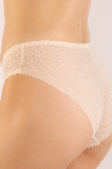 Chiloti eleganti Mina, model panty brazilian,din dantela, Cream - Img 4
