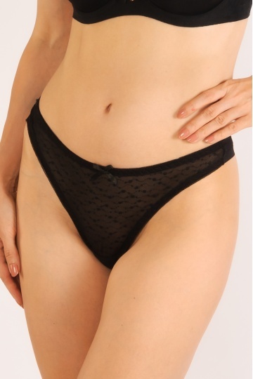 Chiloti eleganti Rosalia, model panty brazilian, din dantela, Negru - Img 5