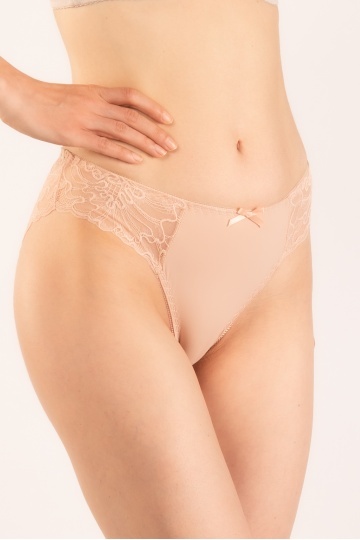 Chiloti Laura, din microfibra si dantela, Nude Piersica - Img 3