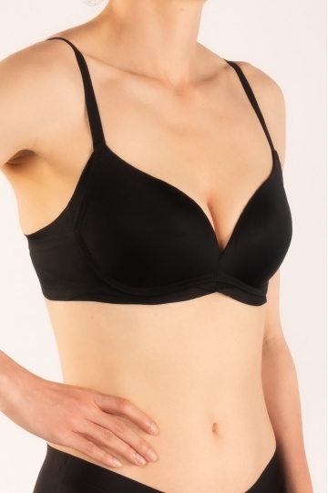 Sutien Astrid, cupe A, fara armatura, cupe graduale buretate, Negru
