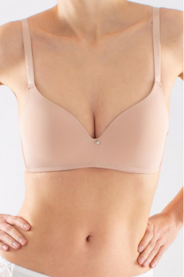Sutien Eliza fara armatura, cupe burete moale, Nude Cappuccino, cupe B, C si D - Img 3