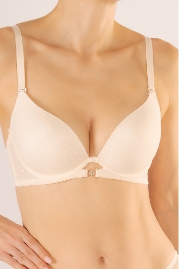 Sutien Flora cupa push-up mediu preformata, cupe B si C, Crem - Img 2