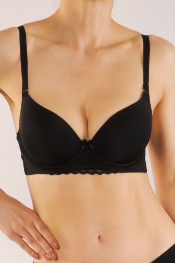 Sutien LARA, cupe preformate soft feel, push-up mediu, cupe B, C, Negru - Img 5