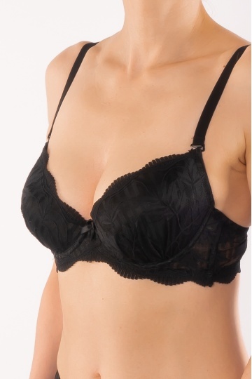 Sutien Malena push-up elegant, cupa preformata, Negru - Img 3