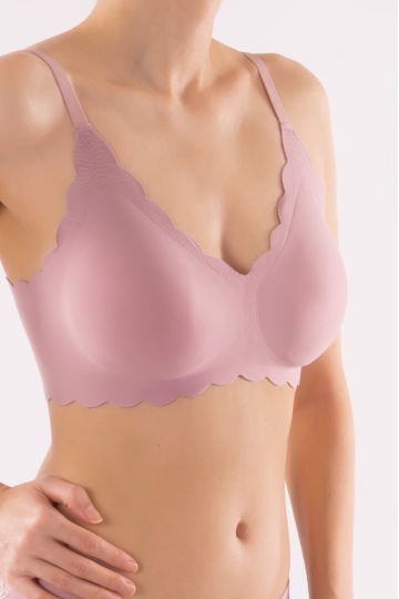 Sutien Piana tip bustiera soft confort fara armatura, cupe moi, din microfibra, Roze Nude - Img 4