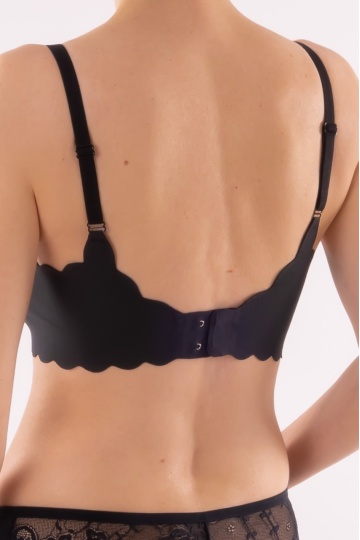 Sutien Piana tip bustiera soft confort fara armatura, cupe moi, din microfibra, Negru - Img 3