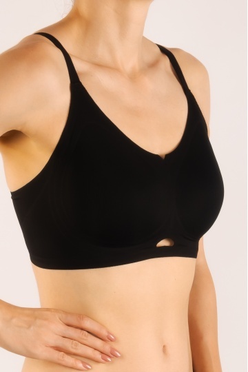 Sutien soft-touch MARA tip bustiera cu bretea reglabila, fara armatura, cupe moi, din microfibra , Negru - Img 3
