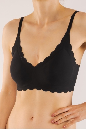 Sutien soft-touch MOIRA tip bustiera fara armatura, cupe buretate moi, din microfibra , Negru - Img 2