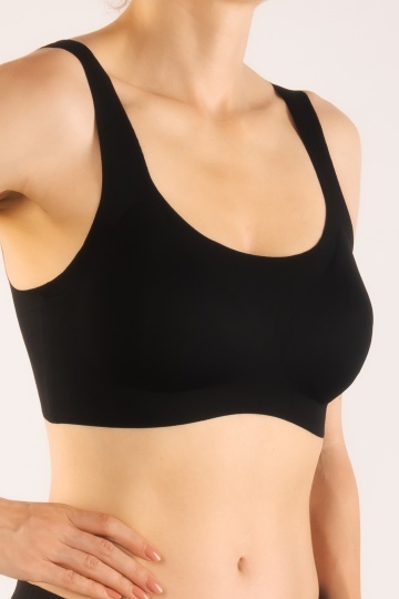 Sutien soft-touch Raisa tip bustiera cu bretea lata, fara armatura, cupe moi, din microfibra , Negru - Img 4