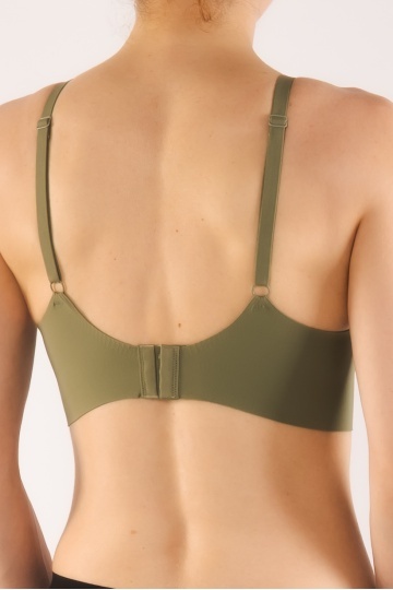 Sutien soft-touch Savana tip bustiera fara armatura, cupe buretate moi, din microfibra , Verde Inchis - Img 5