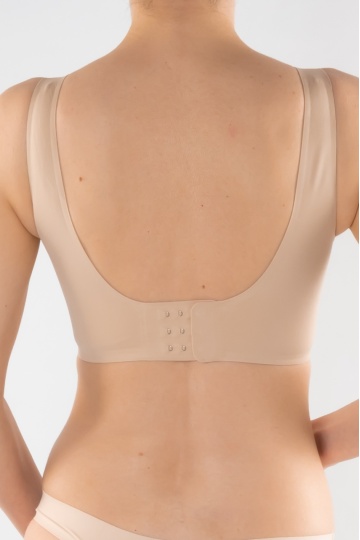 Sutien tip bustiera soft confort fara armatura, cupe moi, din microfibra Daiana, Beige - Img 2