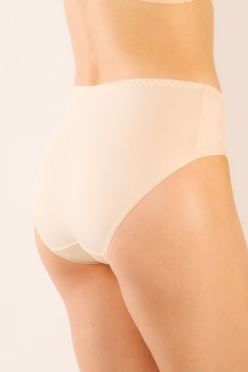 Chiloti femei CLAUDIA, chilot clasic din bumbac, dantela pe sold, Cream - Img 3