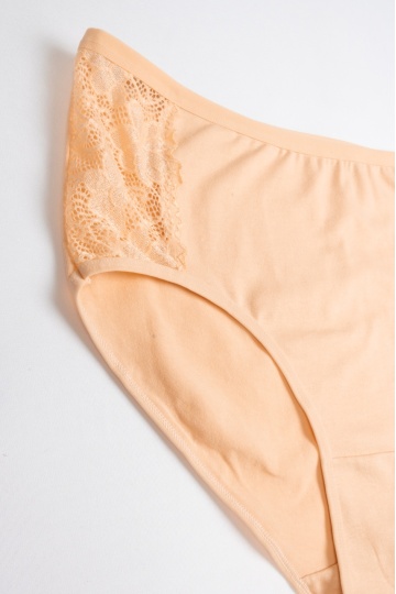 Chiloti femei Corina, clasic bumbac si dantela Bej XL-4XL - Img 2