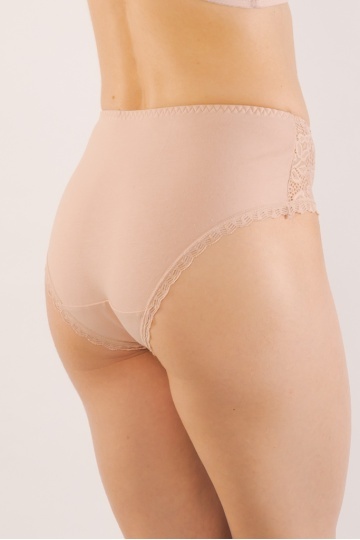 Chiloti femei Ines, clasic din bumbac, talie normala, Roz Nude - Img 4