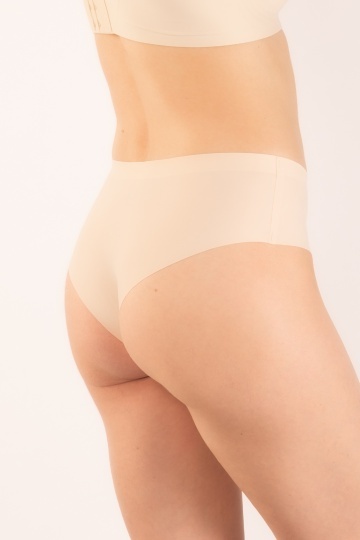 Chiloti laser cut Nuria, panty brazilian fara cusaturi la tiv, microfibra, Cream Nude