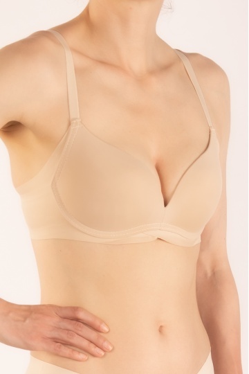 Sutien Astrid, cupe A, fara armatura, cupe graduale buretate, Beige Nude