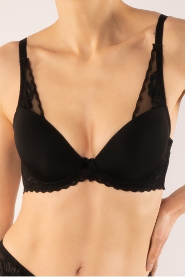 Sutien Chloe push-up semicup elegant, cupa preformata, Negru - Img 5
