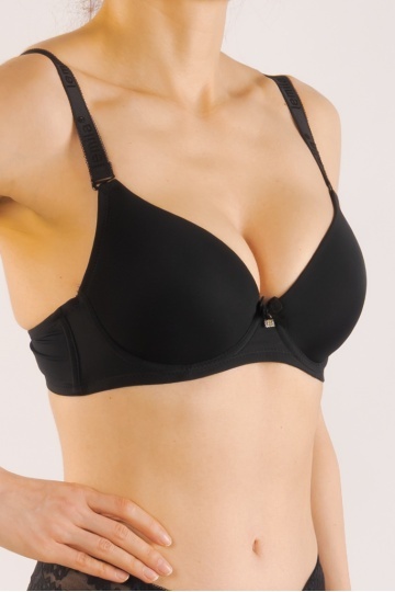 Sutien cupa preformata subtire Maribel, imbracat in microfibra, cupe B, C, D, Negru - Img 2
