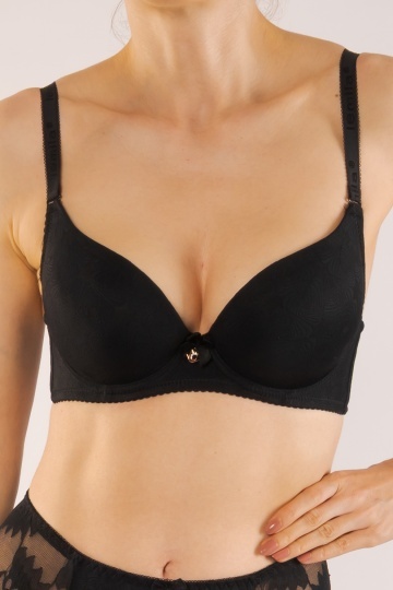 Sutien cupa preformata subtire Vera, imbracat in microfibra, cupe B, C, D, Negru - Img 6