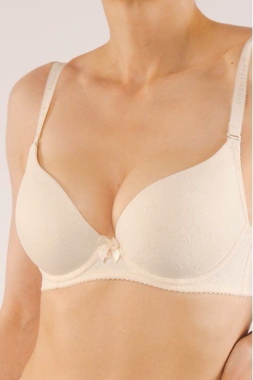 Sutien cupa preformata subtire Vera, imbracat in microfibra, cupe B, C, D, Crem - Img 7