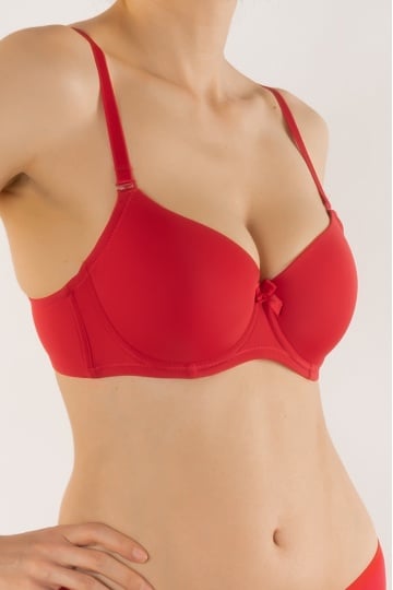 Sutien cupa subtire preformata microfibra, Bella , Rosu, cupe B, C, D - Img 1