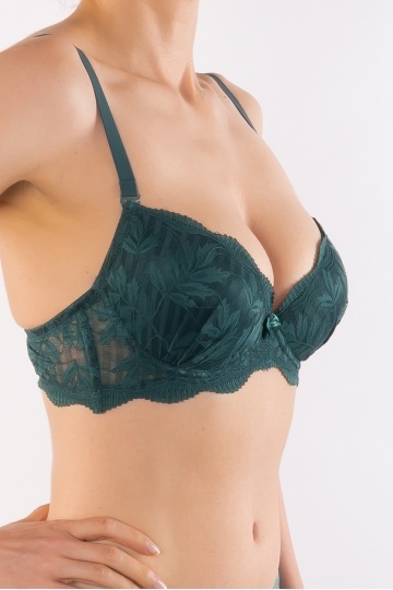 Sutien Malena push-up elegant, cupa preformata, Verde Smarald - Img 3