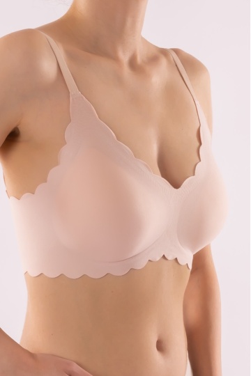 Sutien Piana tip bustiera soft confort fara armatura, cupe moi, din microfibra, Natural Beige - Img 2