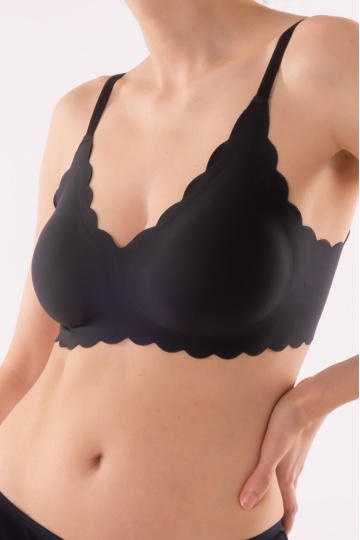 Sutien Piana tip bustiera soft confort fara armatura, cupe moi, din microfibra, Negru - Img 4