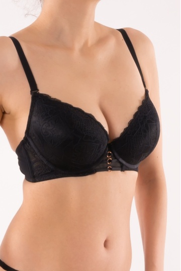 Sutien push-up elegant, cupa preformata Milana, Negru - Img 2