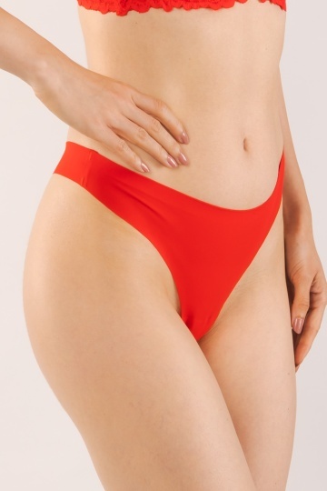 Chiloti laser cut Marigold, Tanga fara cusaturi la tiv, microfibra, Rosu - Img 2